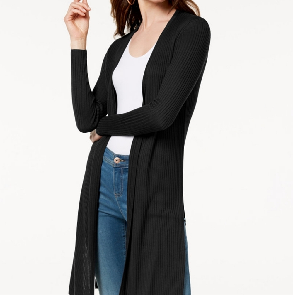 INC International Concepts Black Long Sleeve Cardigan